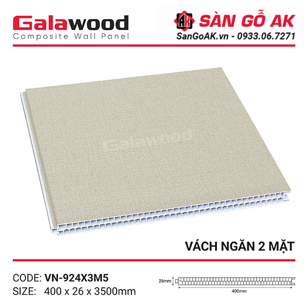 Tấm vách ngăn nhựa vân vải kem Galawood VN-924